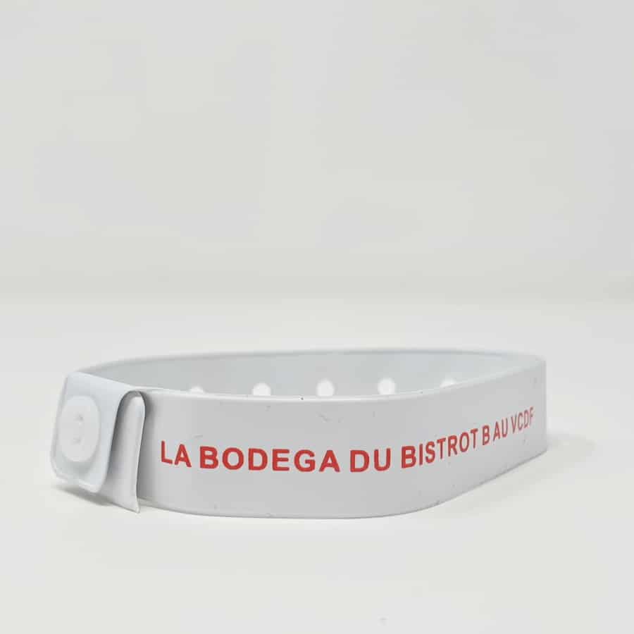 Bracelet vinyle blanc avec marquage couleur